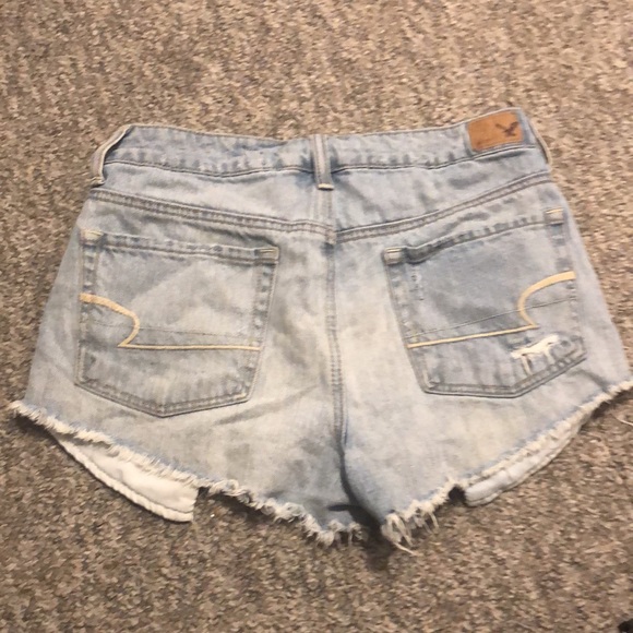 American Eagle Outfitters High Rise Festival Light Wash Ripped Denim Shorts 4 - Picture 7 of 10